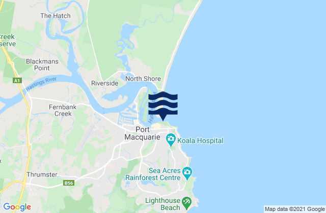 Port Macquarie-North Breakwall, Australia tide times map