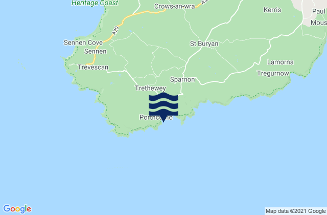 Porthcurno Beach, United Kingdom tide times map