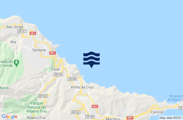 Porto da Cruz Madeira Island, Portugal tide times map