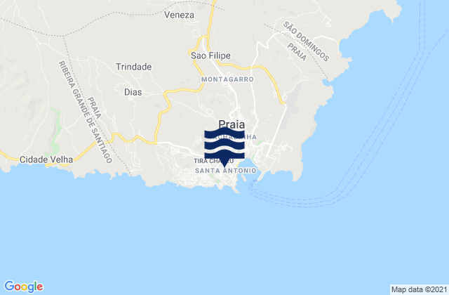 Porto da Praia Sao Tiago Island, Cabo Verde tide times map