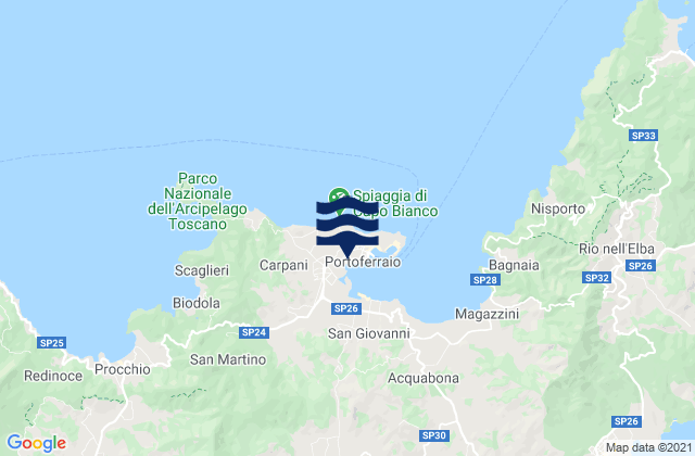 Portoferraio, Italy tide times map
