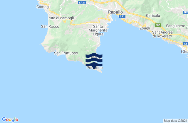 Portofino, Italy tide times map