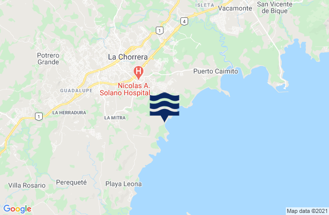 Potrero Grande, Panama tide times map