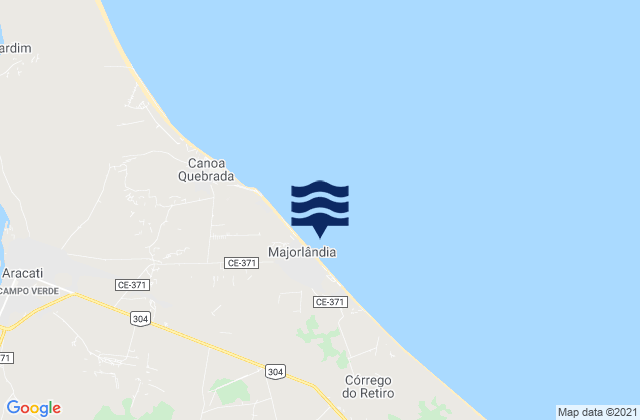 Praia de Majorlandia, Brazil tide times map