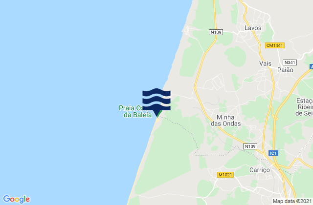 Praia do Osso da Baleia, Portugal tide times map