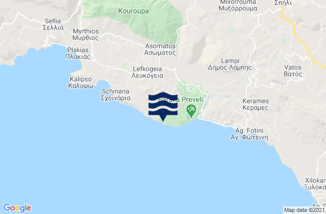 Preveli, Greece tide times map