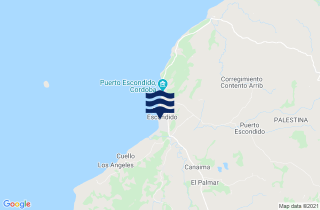 Puerto Escondido, Colombia tide times map