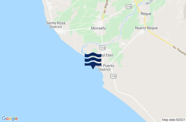 Puerto Eten, Peru tide times map
