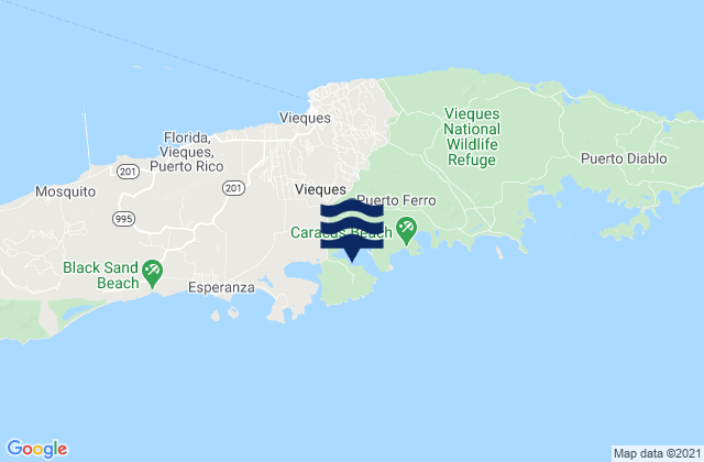 Puerto Ferro Isla De Vieques, Puerto Rico tide times map