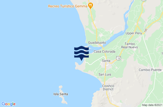 Puerto Santa, Peru tide times map