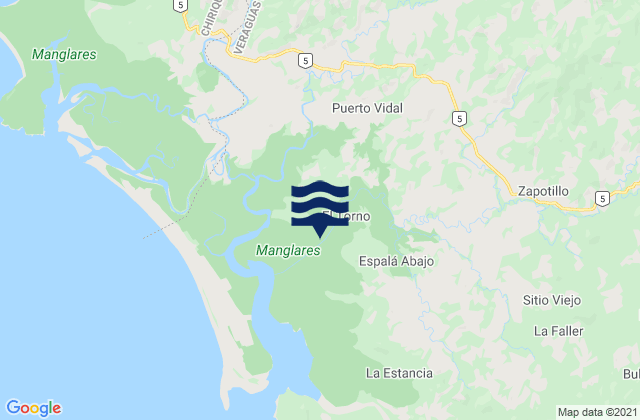 Puerto Vidal, Panama tide times map