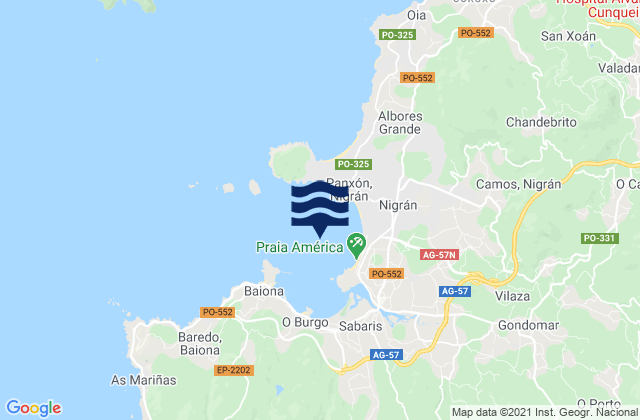 Puerto de Bayona, Portugal tide times map