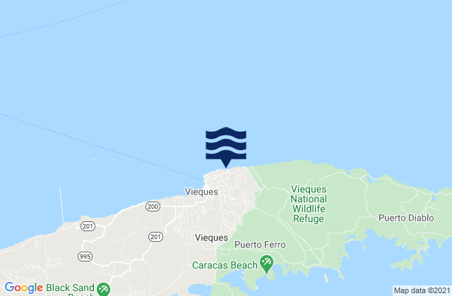 Punta Mulas Isla De Vieques, Puerto Rico tide times map