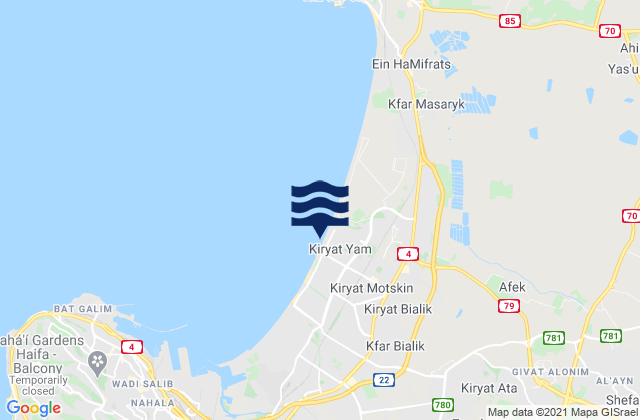 Qiryat Yam, Israel tide times map