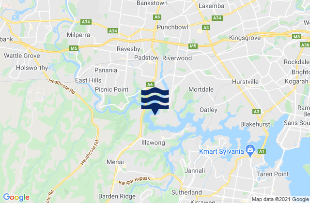 Revesby, Australia tide times map