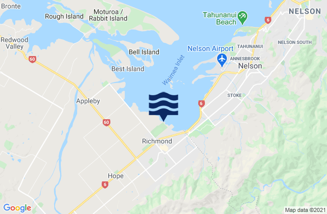 Richmond, New Zealand tide times map
