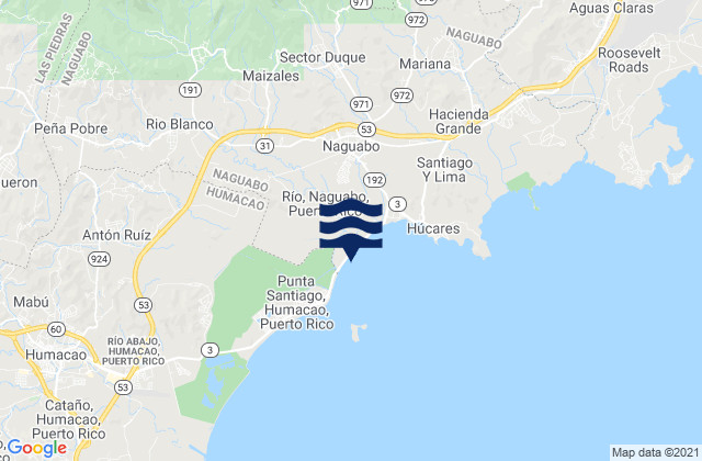 Rio Blanco, Puerto Rico tide times map