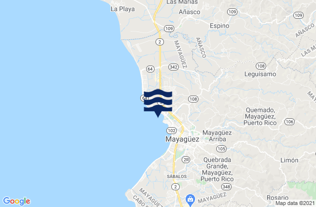 Rio Canas Barrio, Puerto Rico tide times map