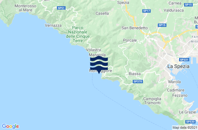 Riomaggiore, Italy tide times map