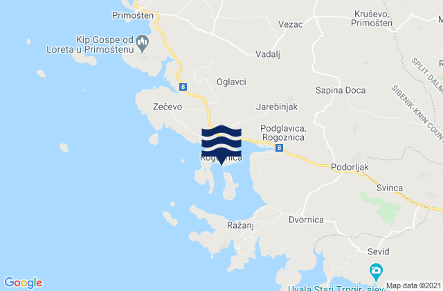 Rogiznica, Croatia tide times map