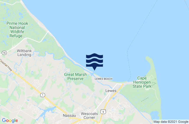 Roosevelt Inlet Bay, United States tide chart map