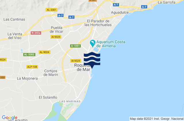 Roquetas de Mar, Spain tide times map