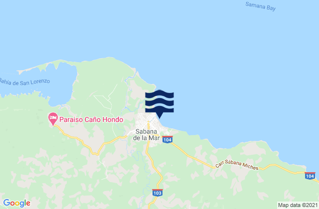 Sabana de La Mar, Dominican Republic tide times map