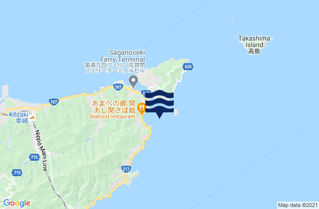 Saganoseki Shita Ura, Japan tide times map