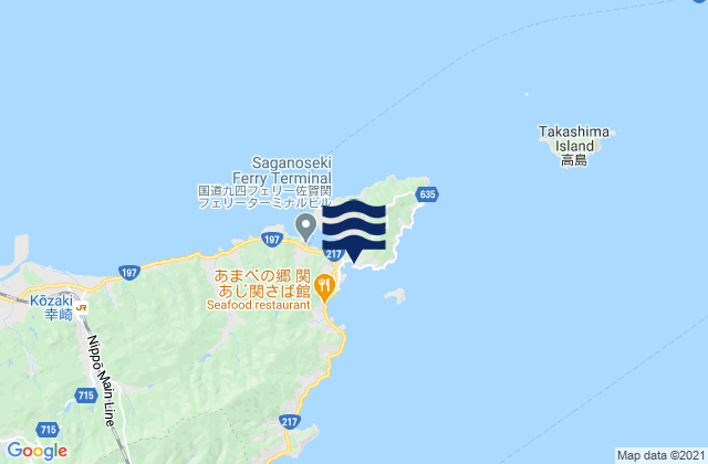 Saganoseki, Japan tide times map