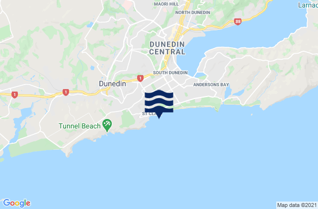 Saint Clair Beach, New Zealand tide times map