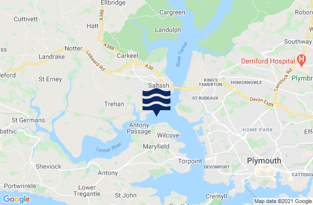 Saltash, United Kingdom tide times map