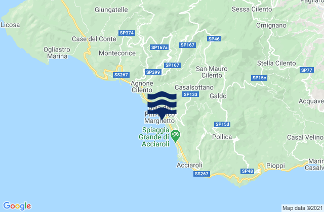 San Mauro Cilento, Italy tide times map