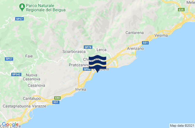 San Pietro d'Olba, Italy tide times map