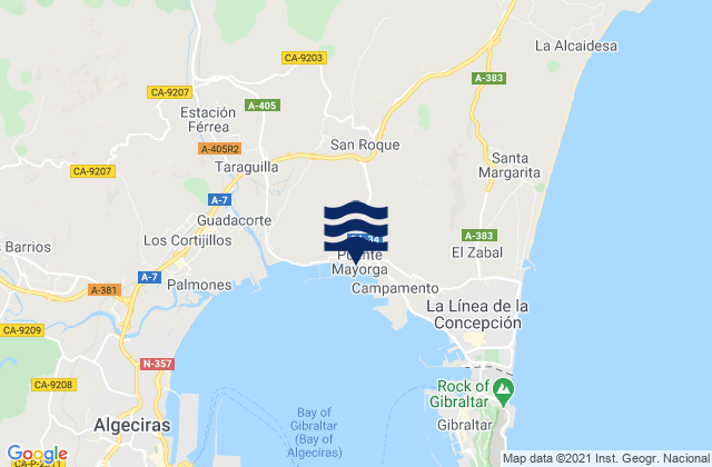 San Roque, Spain tide times map
