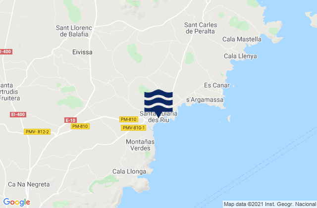 Santa Eularia des Riu, Spain tide times map