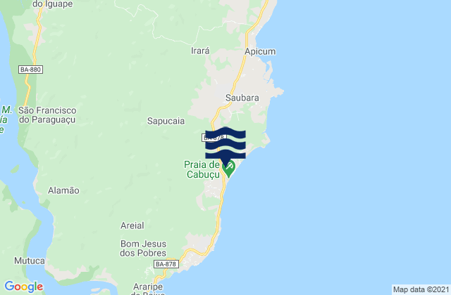 Saubara, Brazil tide times map