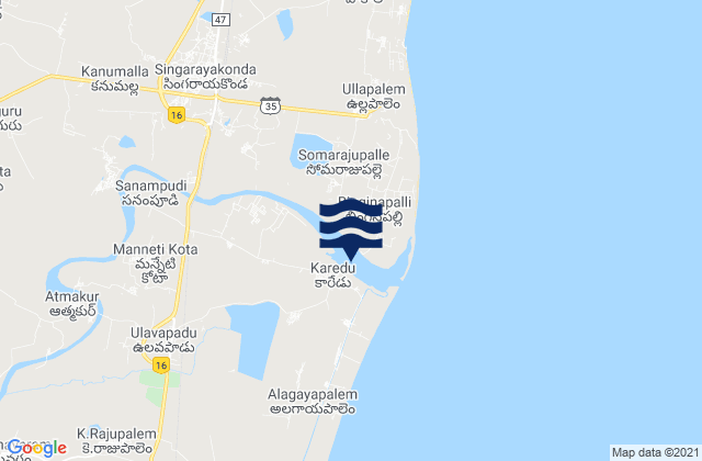 Singarayakonda, India tide times map