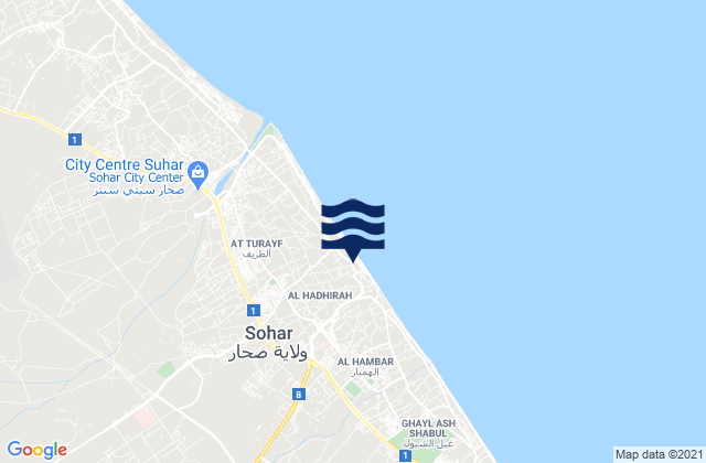 Sohar, Oman tide times map
