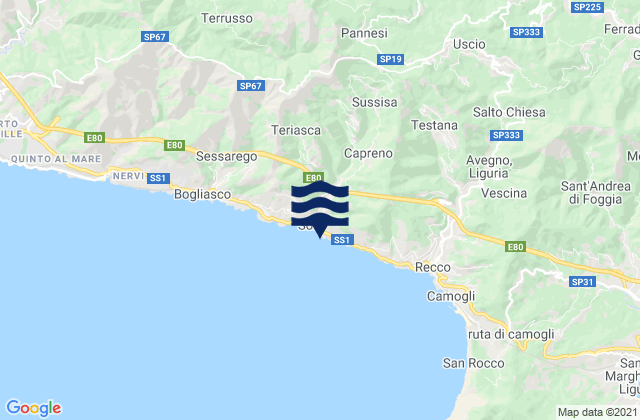 Sori, Italy tide times map