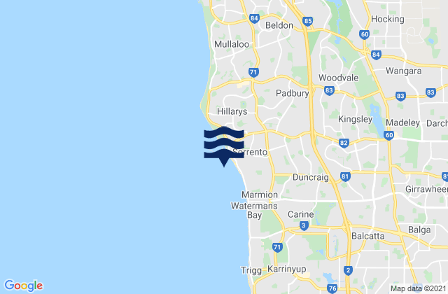 Sorrento Beach, Australia tide times map