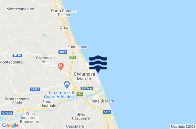 Spiaggia di Portocivitanova, Italy tide times map