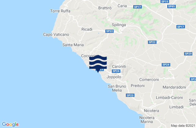 Spilinga, Italy tide times map