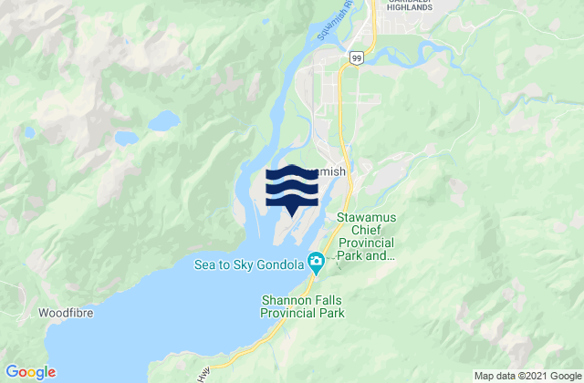 Squamish, Canada tide times map