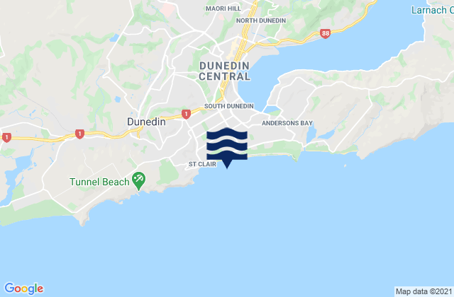 St Clair Beach Dunedin, New Zealand tide times map
