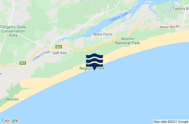 Stockton Beach, Australia tide times map