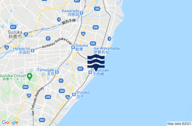 Suzuka, Japan tide times map