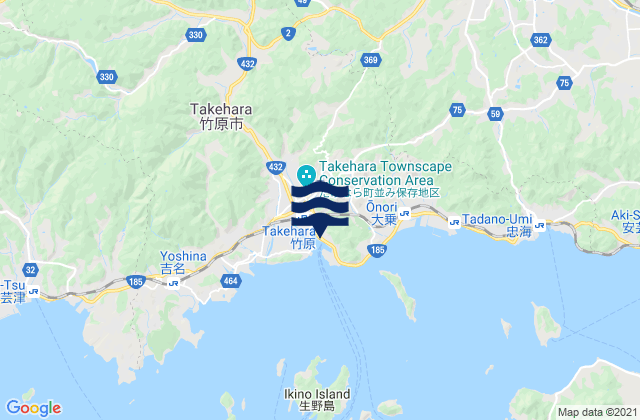 Takehara, Japan tide times map