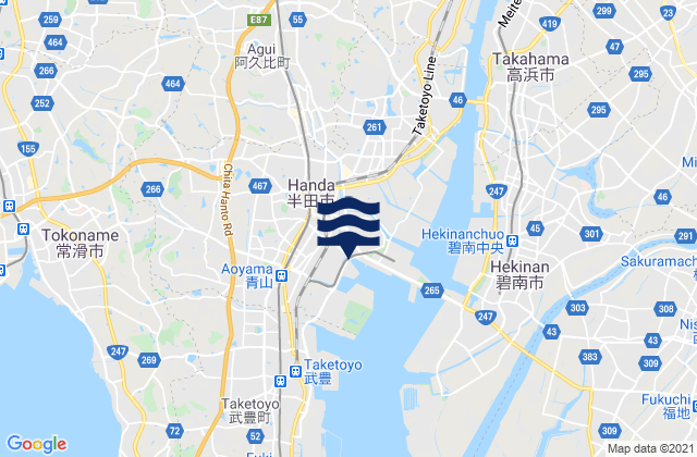 Taketoyo, Japan tide times map