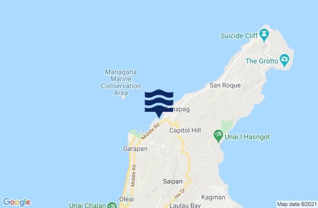 Tanapag Harbor Saipan Island, Northern Mariana Islands tide times map