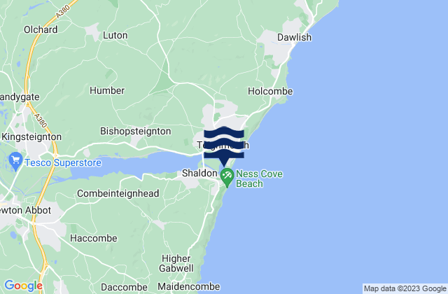 Teignmouth Back Beach, United Kingdom tide times map